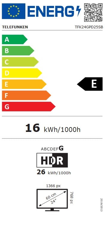 TV LED 60 cm TELEFUNKEN 24" HDTV 50Hz Noir - TFK24GPD25SB