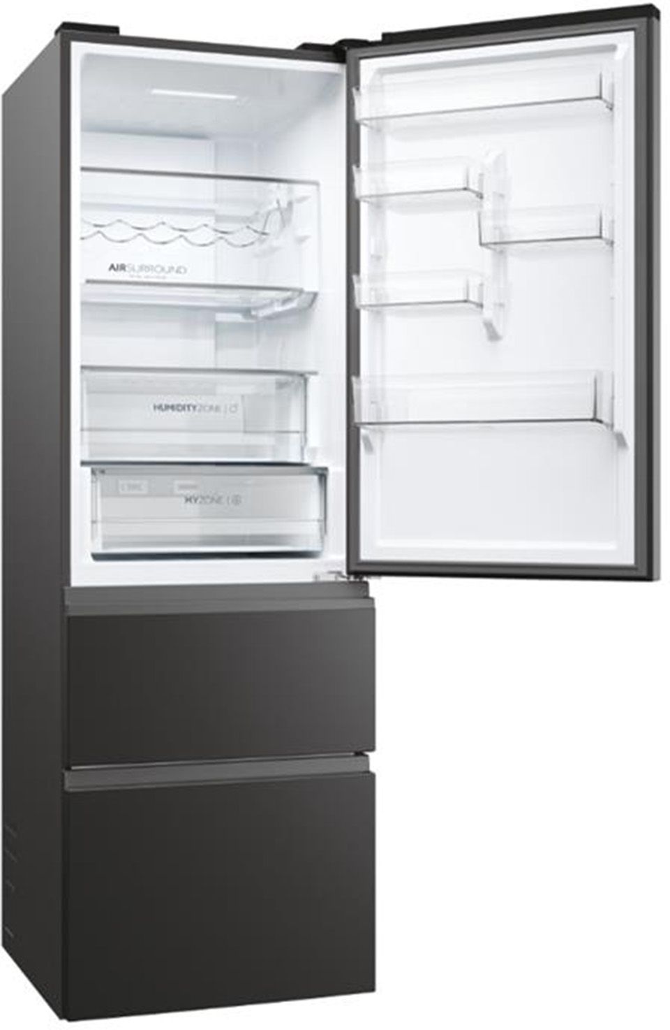 Réfrigérateur 3 portes HAIER Total No Frost 360L Noir - HTW5618ENPT