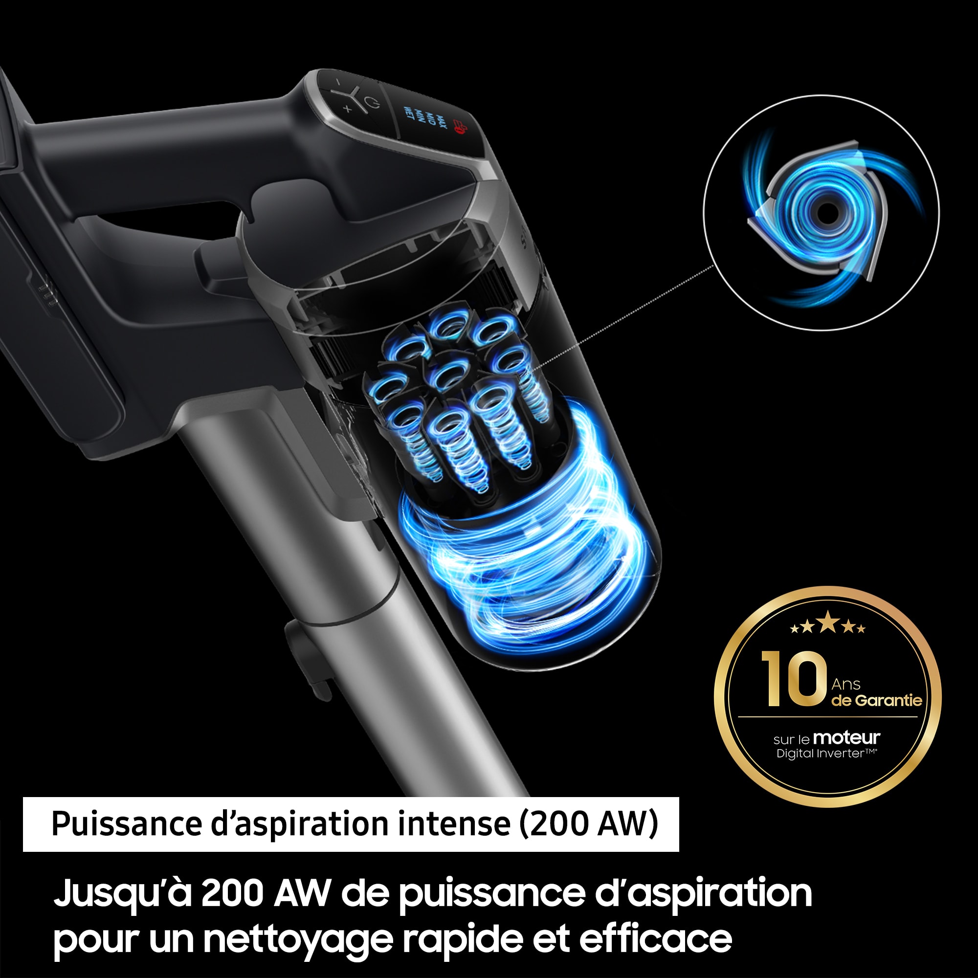 Aspirateur balai SAMSUNG JET 75 Multi, 550W, Noir - JET75EMULTI Aspirateur balai SAMSUNG JET 75 Multi, 550W, Noir - JET75EMULTI