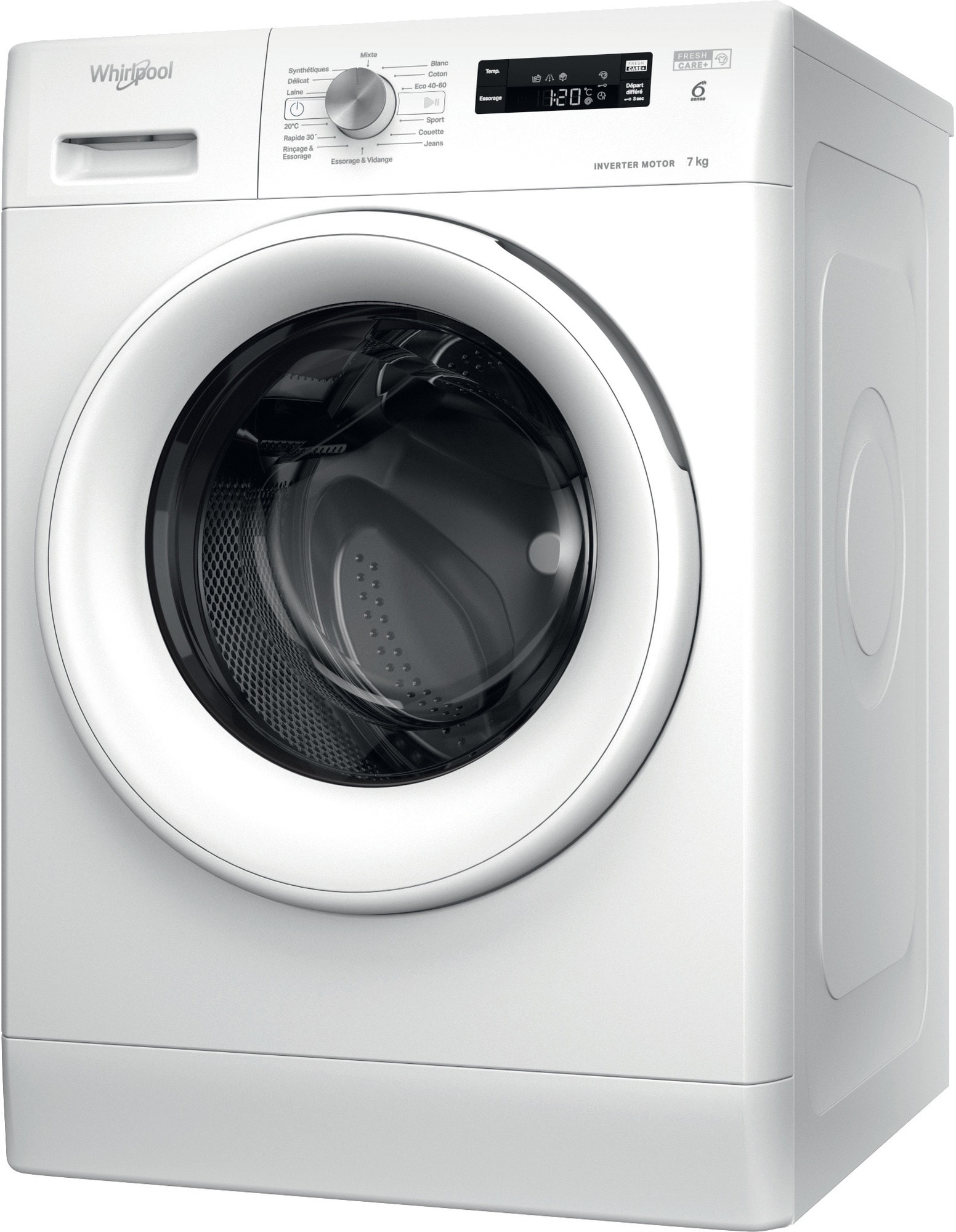 Lave linge Frontal WHIRLPOOL FreshCare +, 7Kg, Blanc - FFS7469WFR