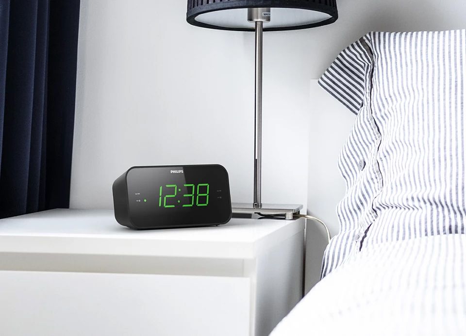 Radio réveil PHILIPS FM Double alarme Arrêt programmé Noir - TAR3306/12