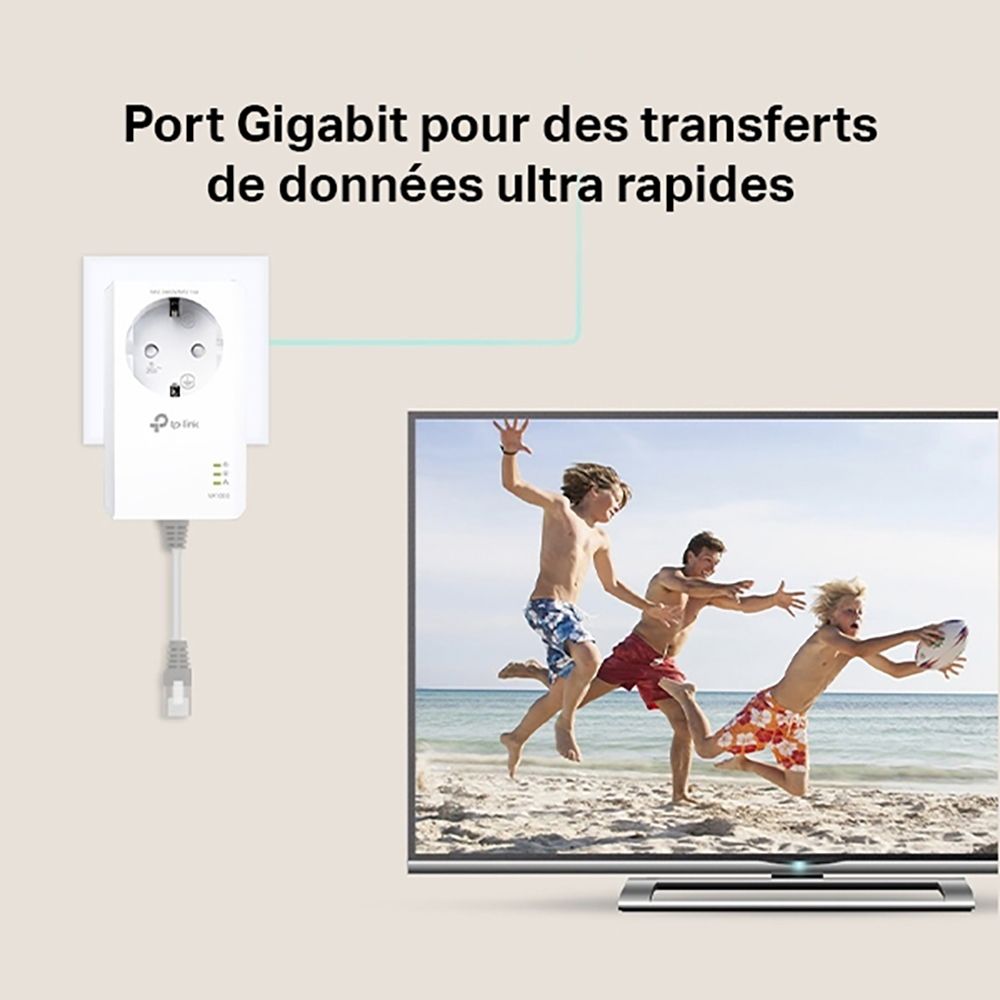 Adaptateur CPL TP-LINK 1000Mbps Gigabit Prise gigogne Pack de 2 - TL-PA7019P