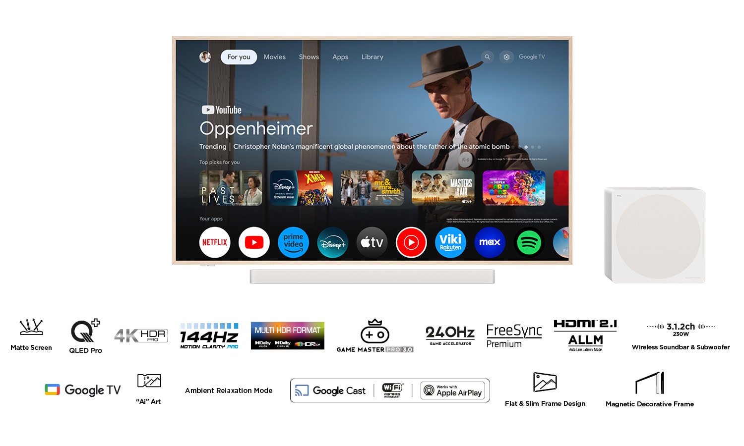 TV QLED 4K 189 cm TCL Pro 75" 144Hz Beige - 75A300PRO