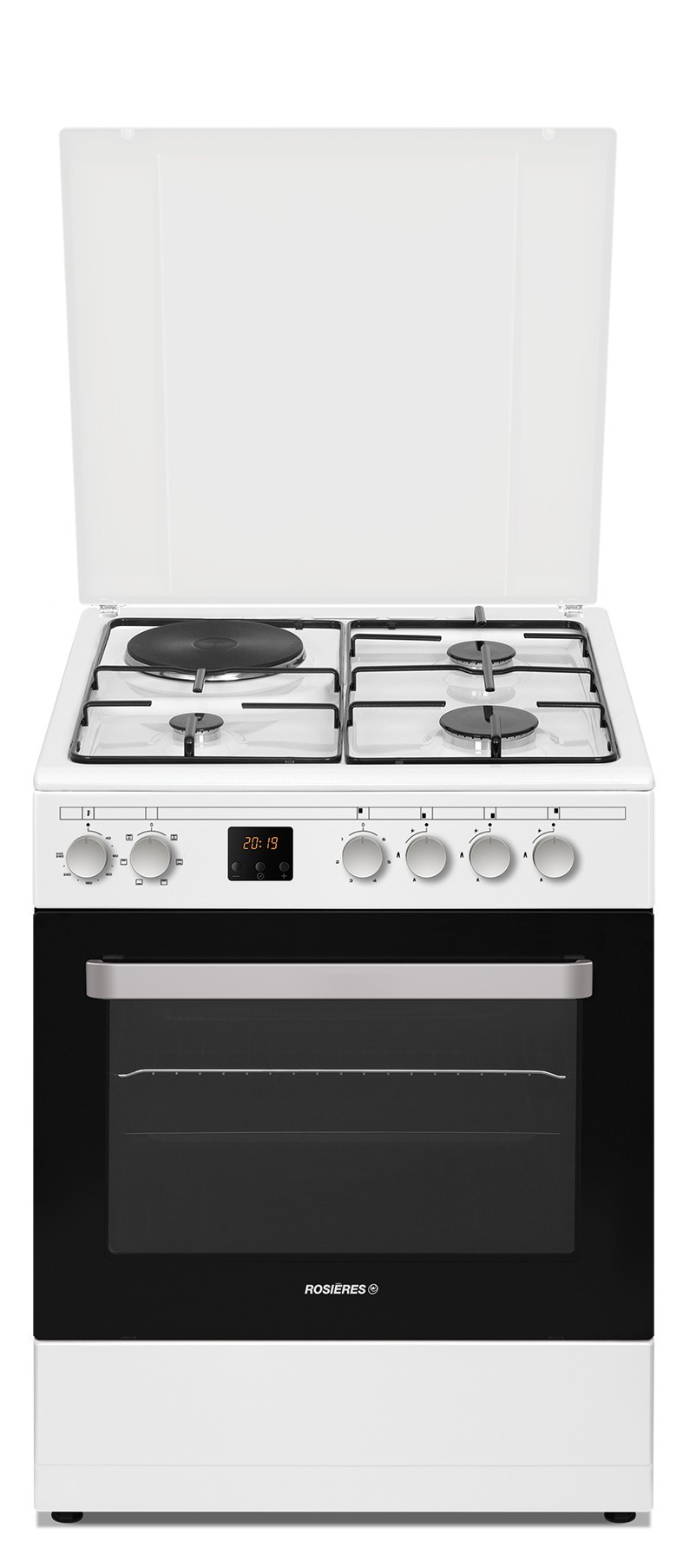 Cuisiniere mixte ROSIERES 4 foyers Gaz four multifonction catalyse 60L Blanc - RGE660CMWE
