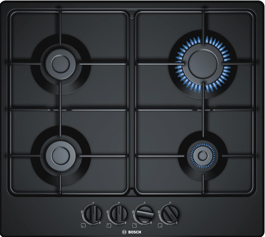 Plaque gaz BOSCH Serie  4 4 foyers 60cm Noir - PGP6B6B80