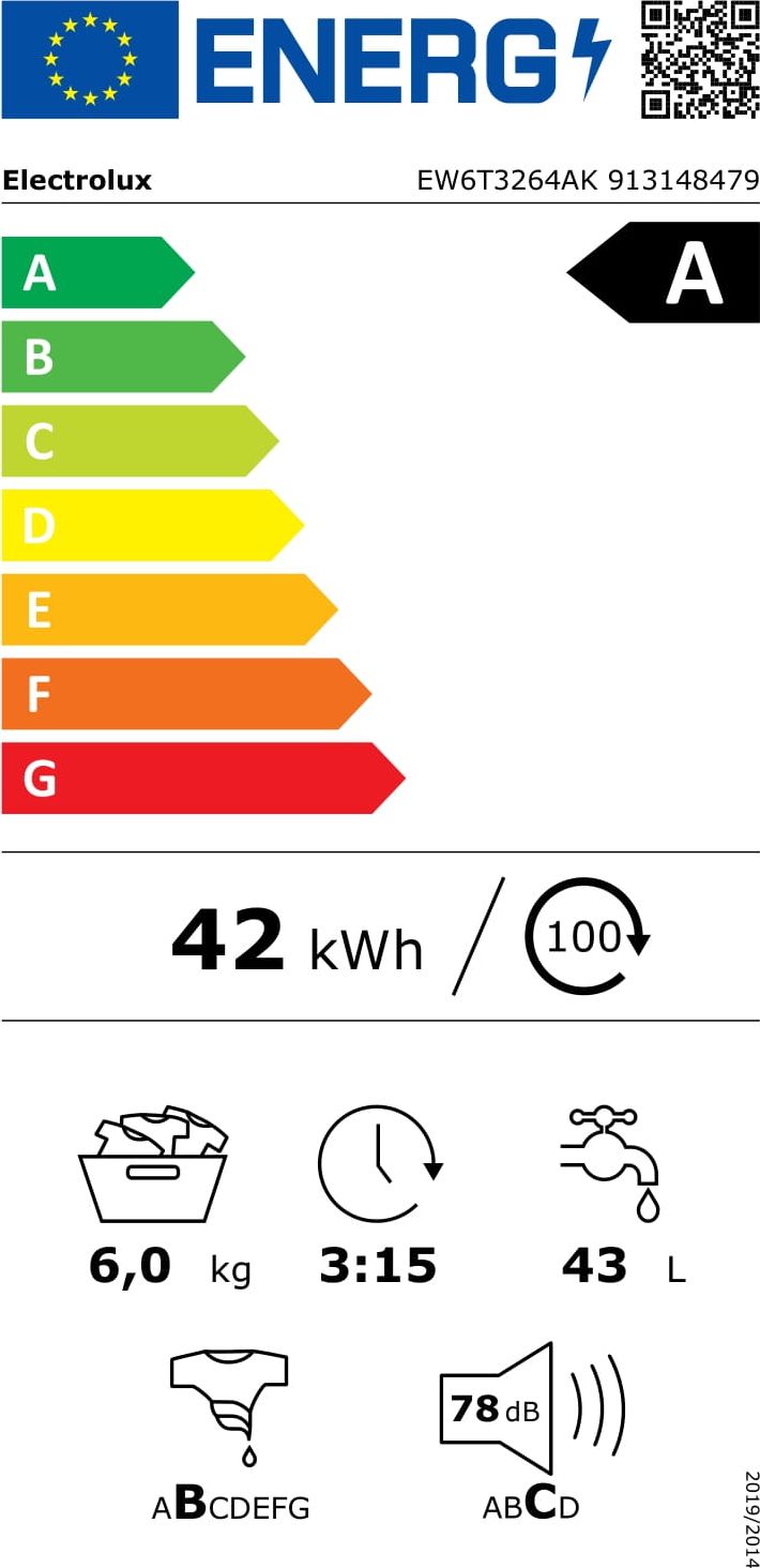 Lave linge Top ELECTROLUX 6kg 1200trs/min Blanc - EW6T3264AK