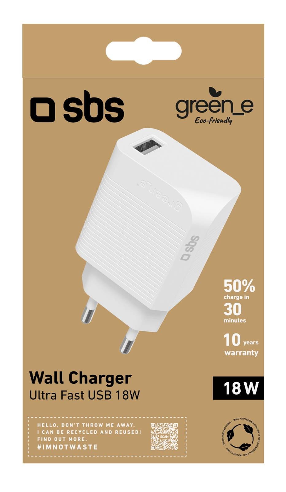 SBS Chargeur secteur  - CHARG-PD18W-USBA