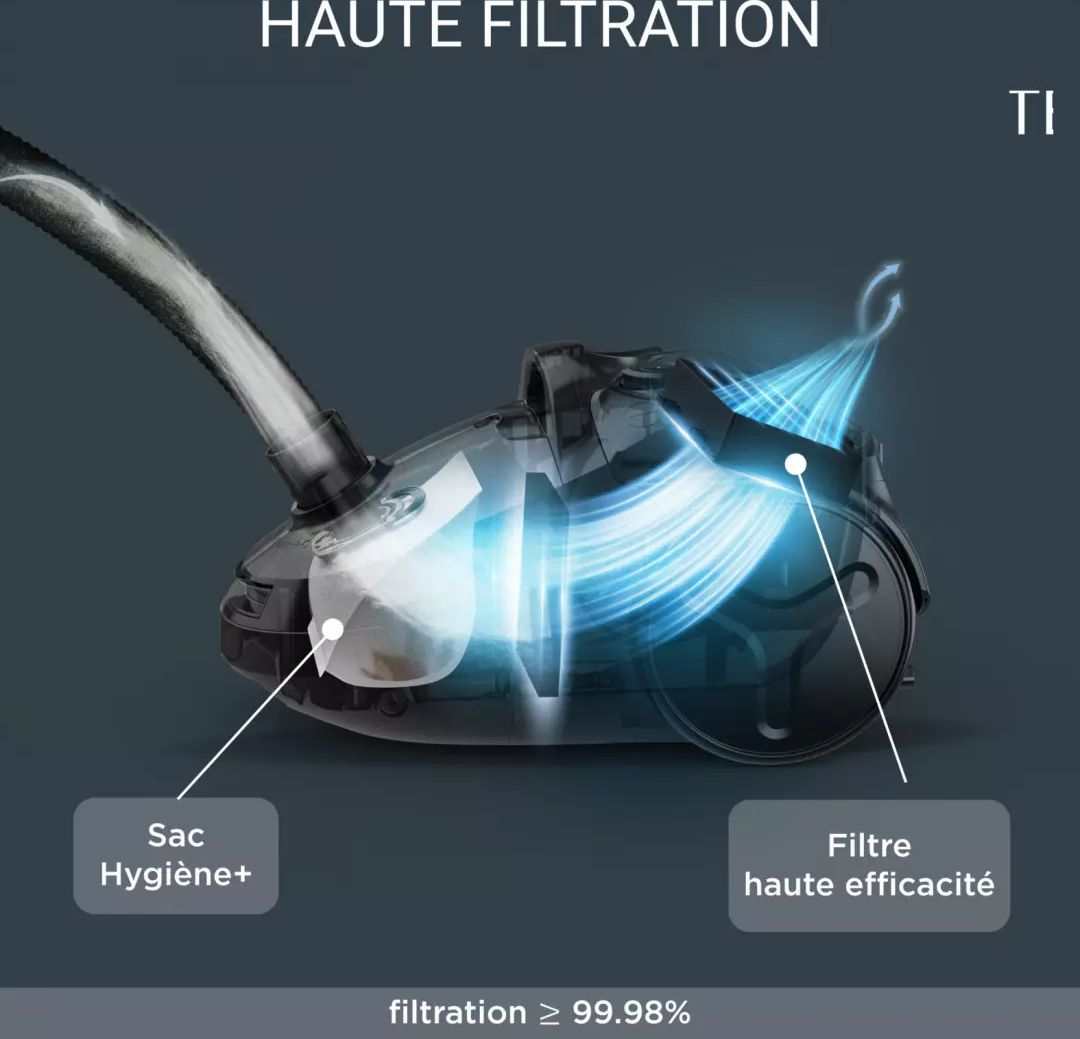Aspirateur traîneau ROWENTA Compact power parquet 900W Bleu - RO3950EA