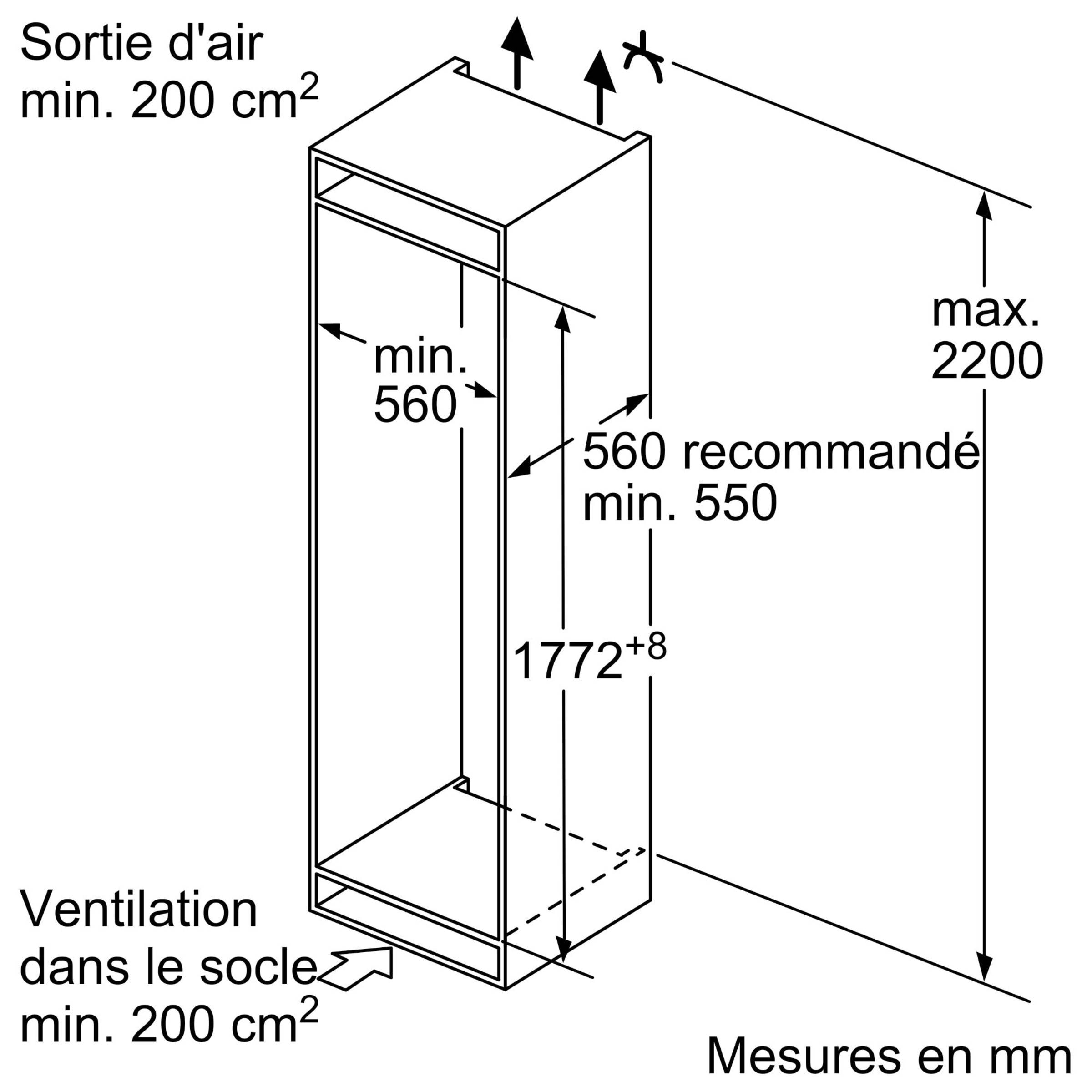 Réfrigérateur congélateur encastrable BOSCH - KIV86SFE0 Réfrigérateur congélateur encastrable BOSCH - KIV86SFE0