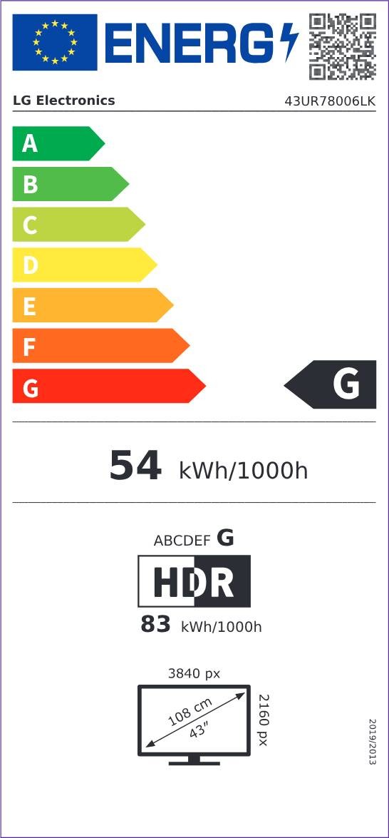 TV LED 4K 108 cm LG - 43UR78 TV LED 4K 108 cm LG - 43UR78