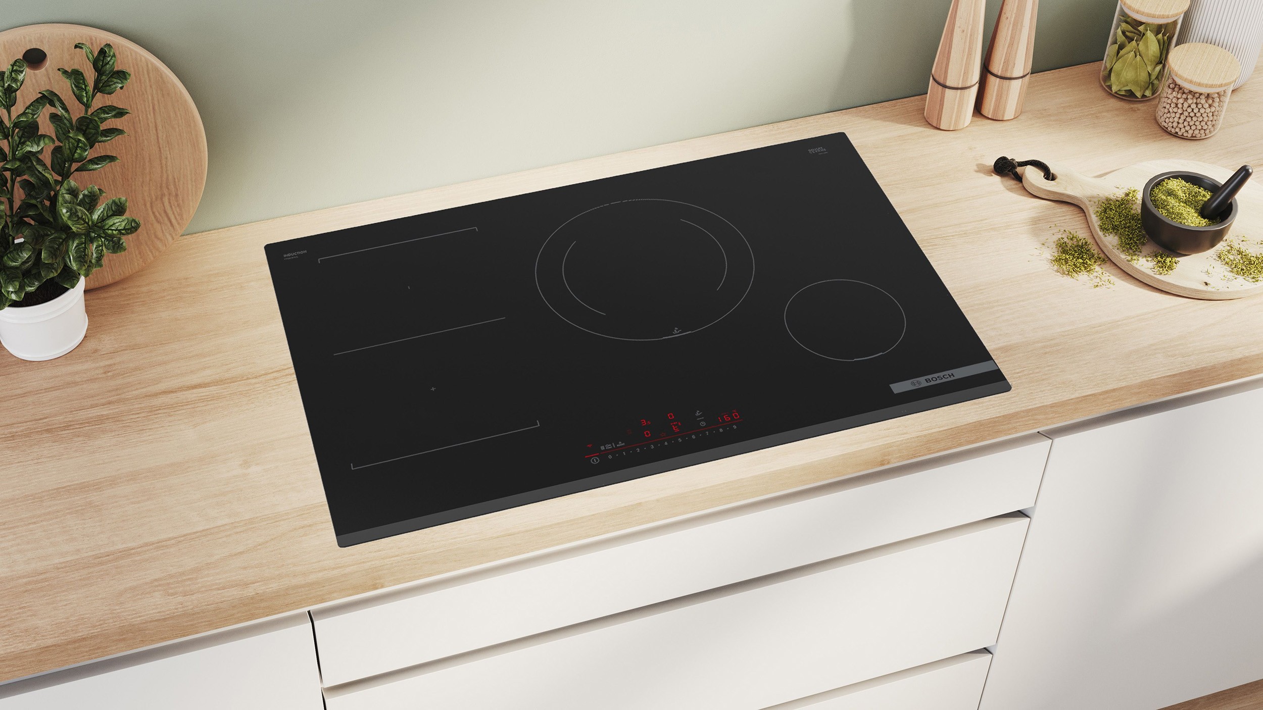 Plaque induction BOSCH Série 6 4 Foyers 80cm 7400W Noir - PVS831HC1E Plaque induction BOSCH Série 6 4 Foyers 80cm 7400W Noir - PVS831HC1E