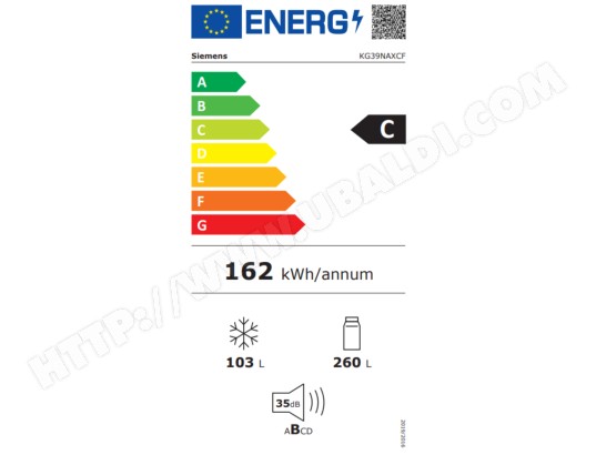 Réfrigérateur congélateur bas SIEMENS IQ500 Twin No Frost 363L Inox - KG39NAXCF Réfrigérateur congélateur bas SIEMENS IQ500 Twin No Frost 363L Inox - KG39NAXCF
