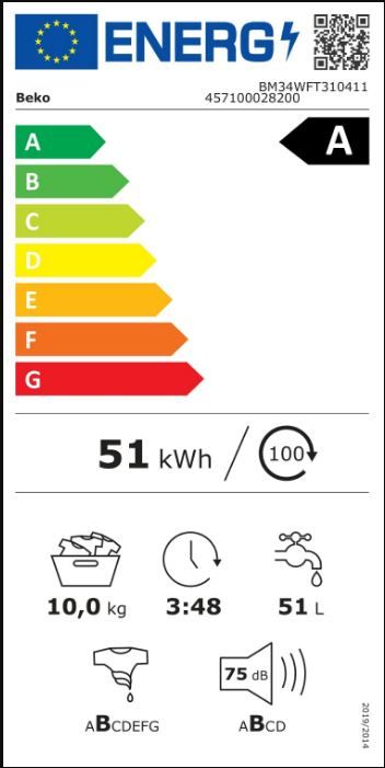 Lave linge Frontal BEKO 10kg 1400trs/min Blanc - BM34WFT310411
