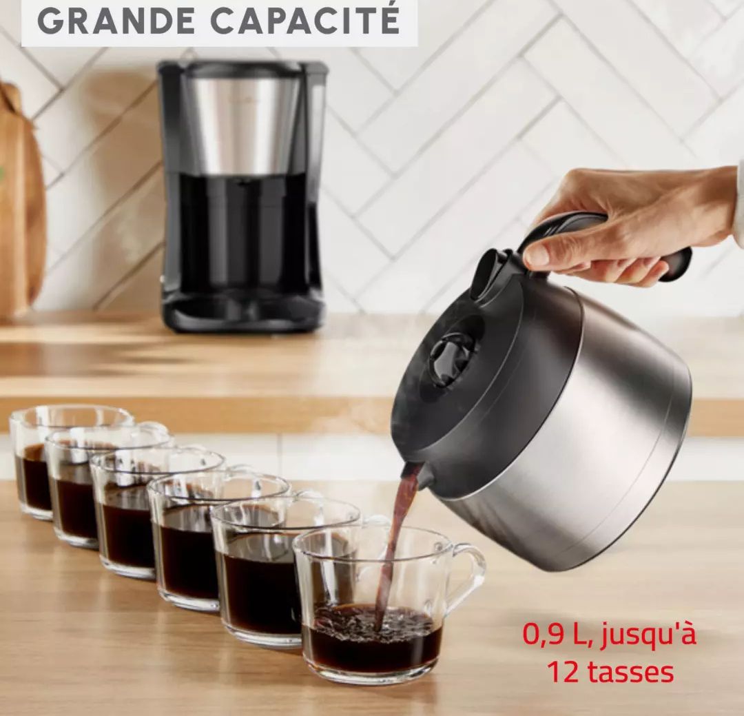 Cafetière MOULINEX Isotherme 0.9L 12 tasses Inox - FT5S0DE0