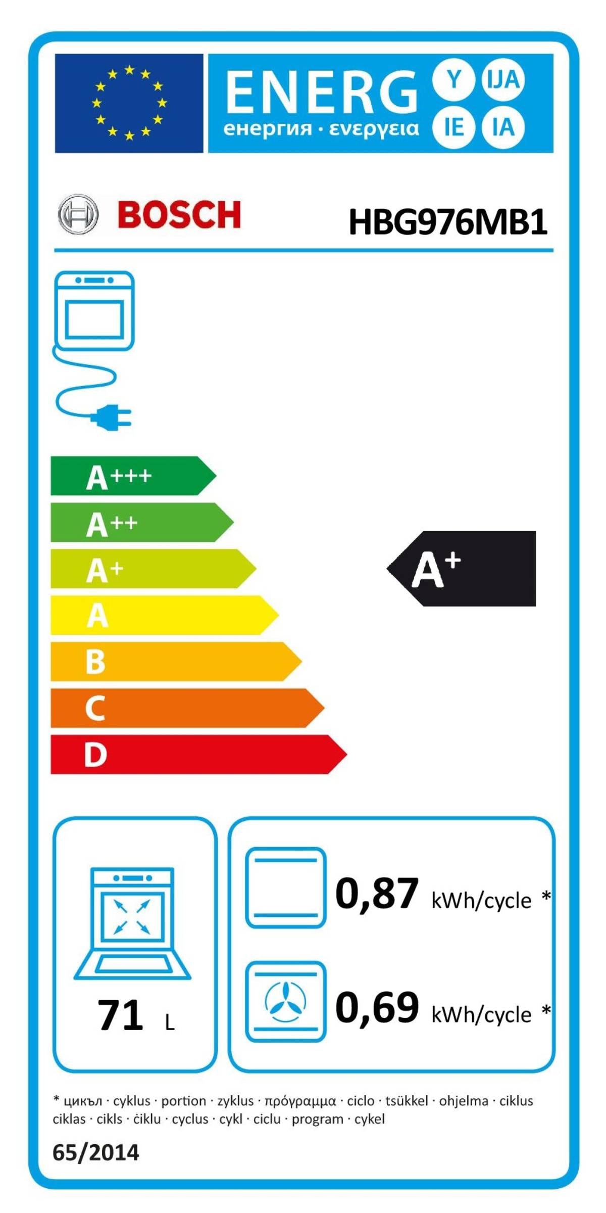 Four encastrable pyrolyse BOSCH Chaleur tournante Sonde à coeur 71L Noir - HBG976MB1