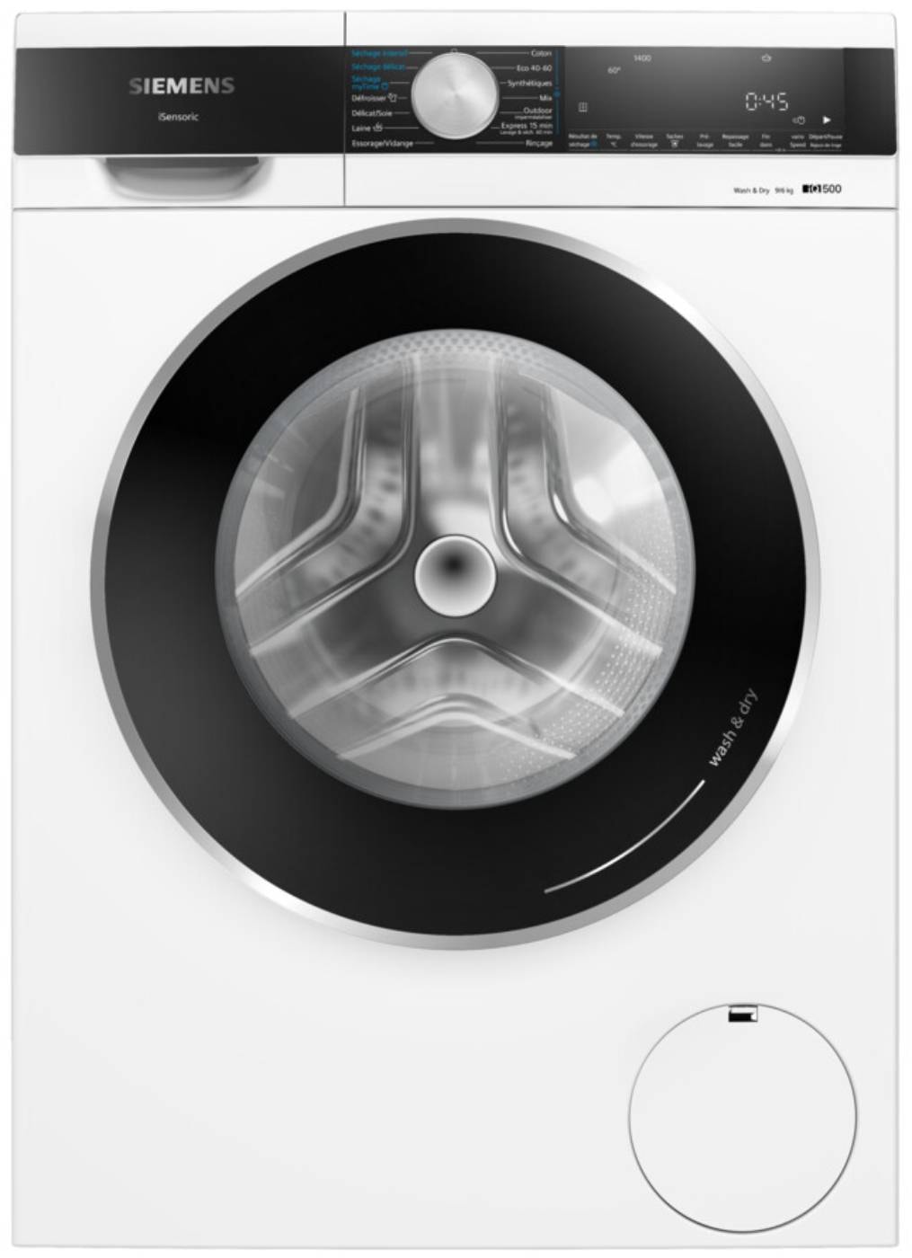 Lave linge sechant Frontal SIEMENS iQ500, 1400 trs/mn, 9/6 kg, Blanc WN44G200FR