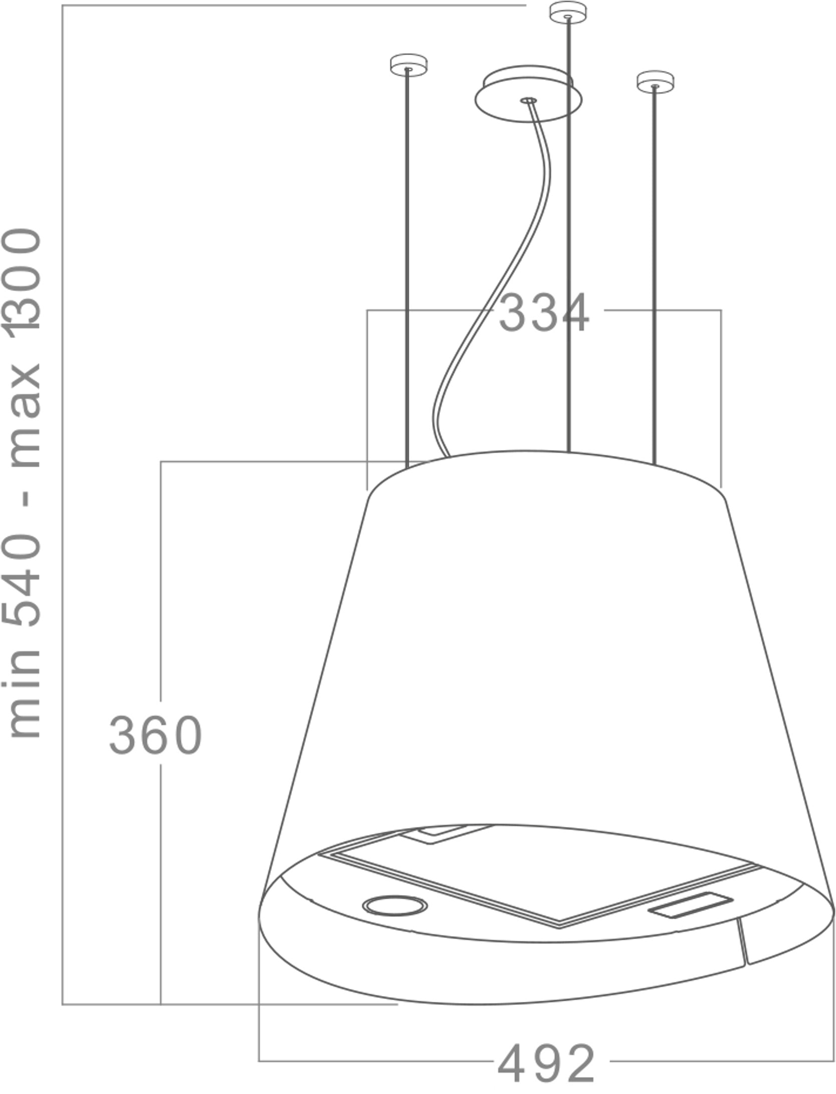 Hotte decorative ilot ELICA , 3 vitesses, 67dB, 50cm, Inox - PRF0089651D