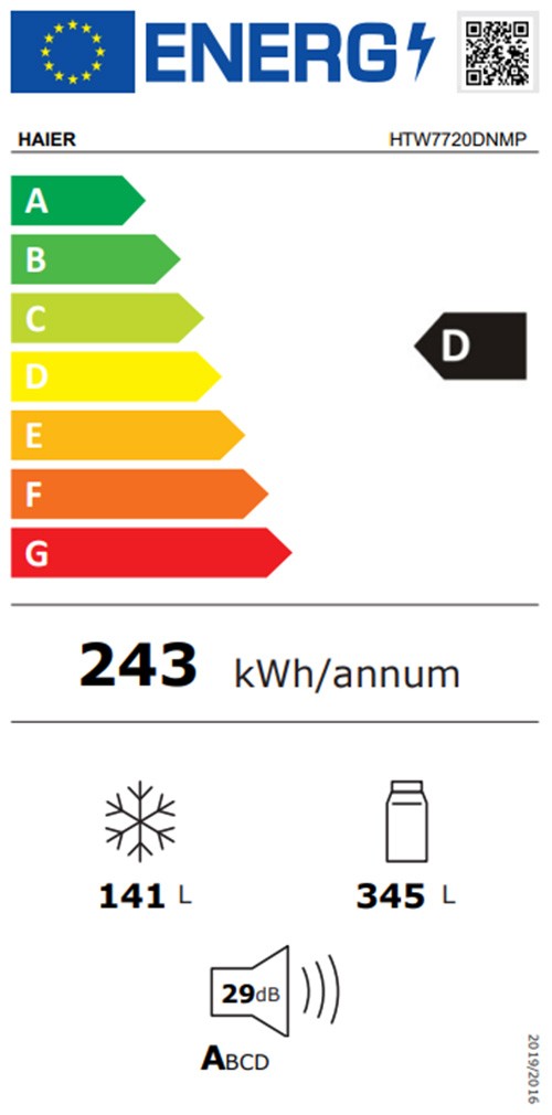 Réfrigérateur congélateur bas HAIER Total No Frost 483L Inox - HTW7720DNMP Réfrigérateur congélateur bas HAIER Total No Frost 483L Inox - HTW7720DNMP