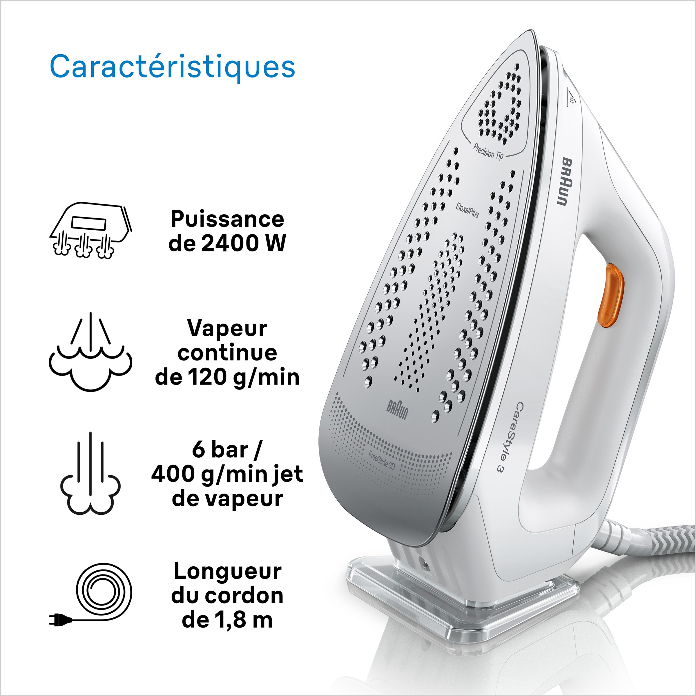 Centrale vapeur BRAUN CareStyle 3, 2400W, Blanc - IS3132WH