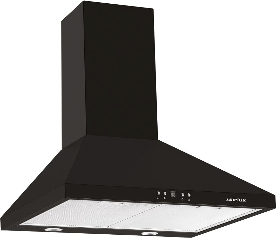Hotte decorative murale AIRLUX 60cm 1 moteur double turbine 230 W Noir AHP675BK