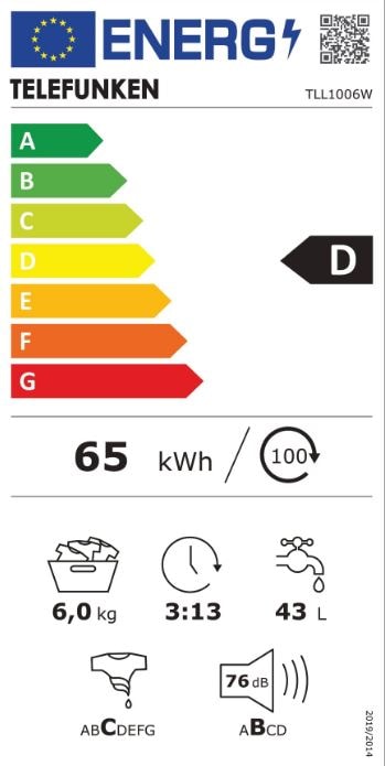 Lave linge Frontal TELEFUNKEN 6kg 1000trs/min Blanc - TLL1006W