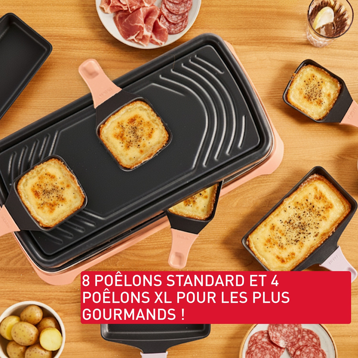 Raclette Multifonction TEFAL 8 personnes 1450W Saumon - RE651JF0