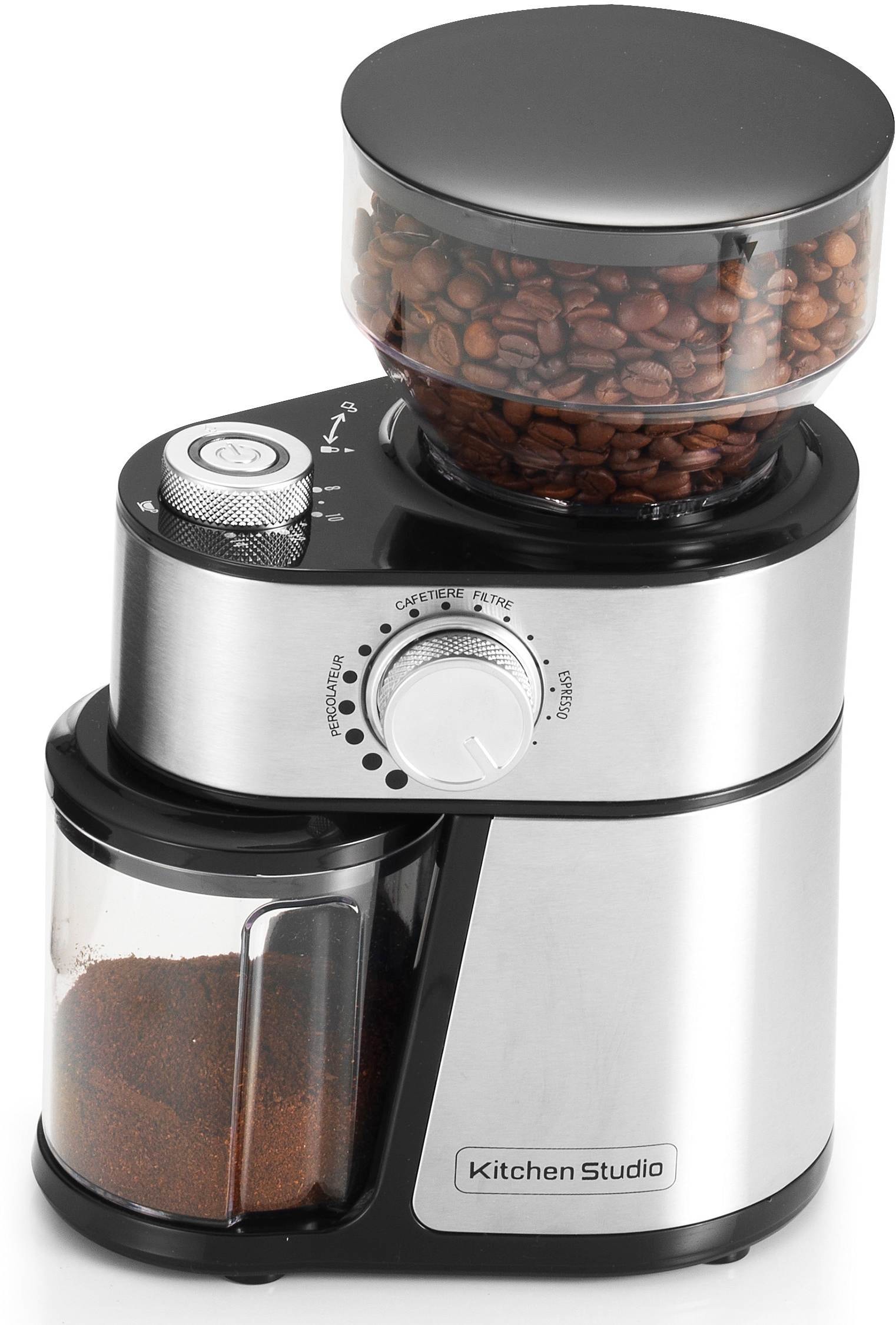 Moulin à café KITCHEN CHEF Broyeur 18 positions 230g Inox KSMC265230B