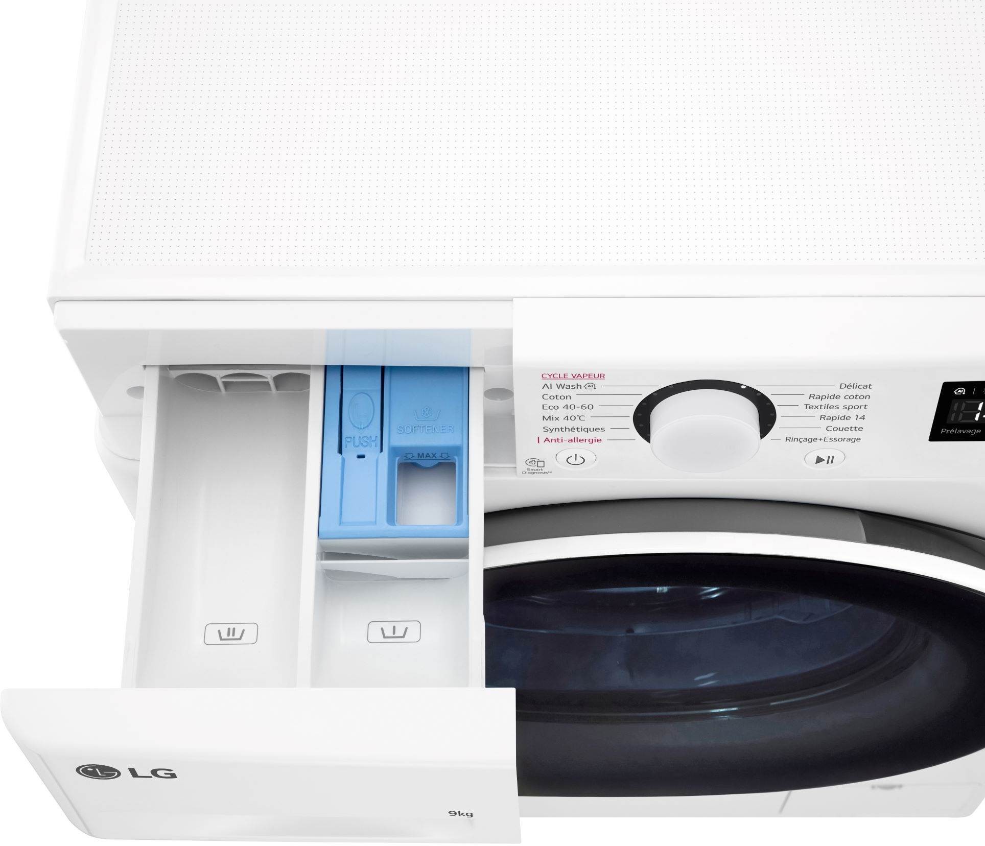 LG Lave linge Frontal AI DirectDrive Steam 1400trs/mn 9kg - F94R50WHS