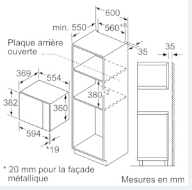 SIEMENS Micro ondes Encastrable IQ500 900W 25L Noir - BF555LMS0