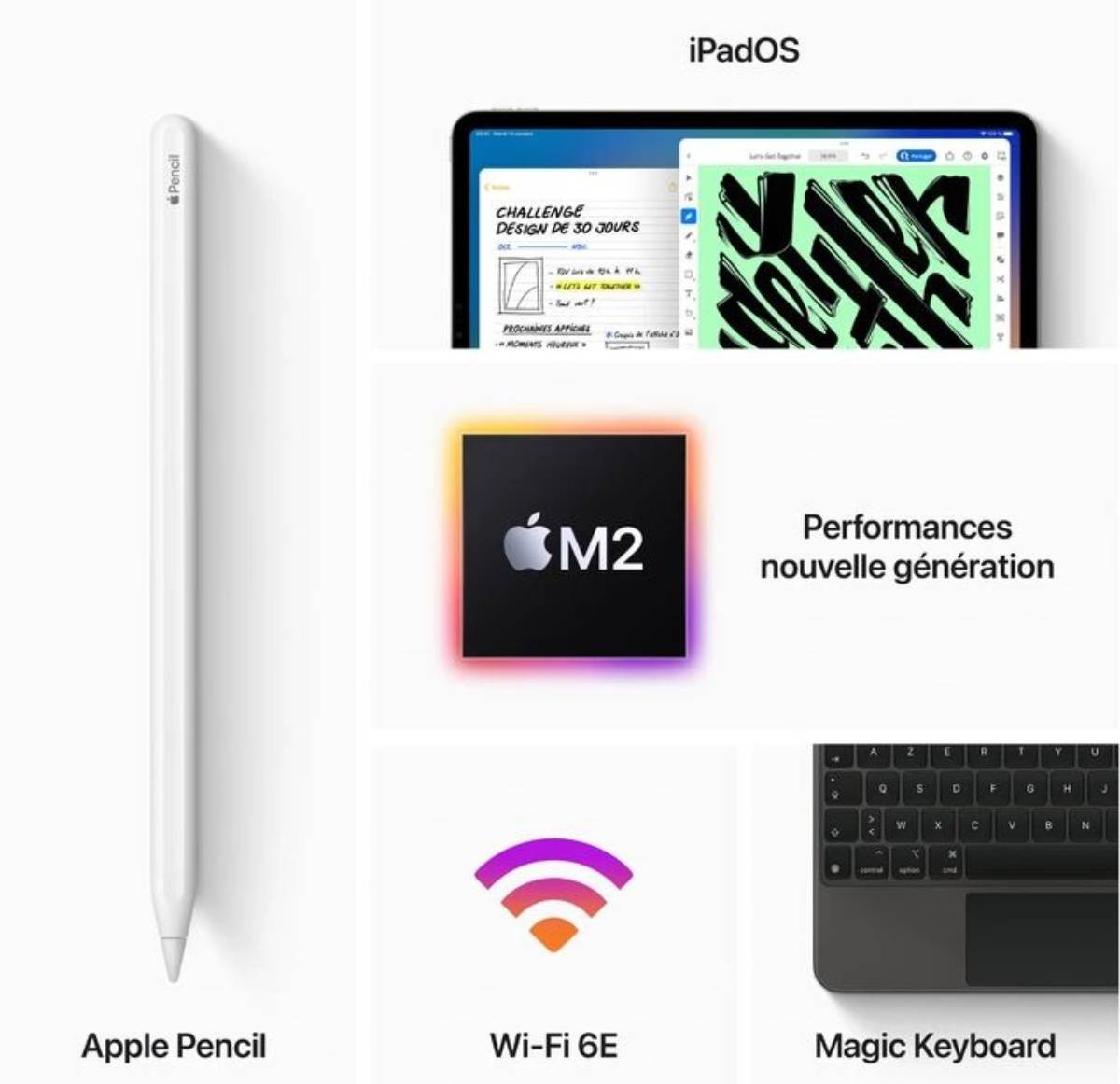 APPLE iPad Pro 11" Puce Apple M2 (Fin 2022) 128Go Wifi Argent - IPADPRO11-MNXE3NF