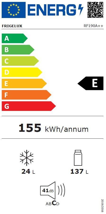 Réfrigérateur 1 porte FRIGELUX Froid Statique 161L Blanc - RF190A++