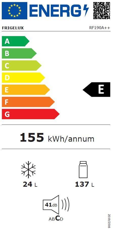 FRIGELUX Réfrigérateur 1 porte Froid Statique 161L Blanc - RF190A++