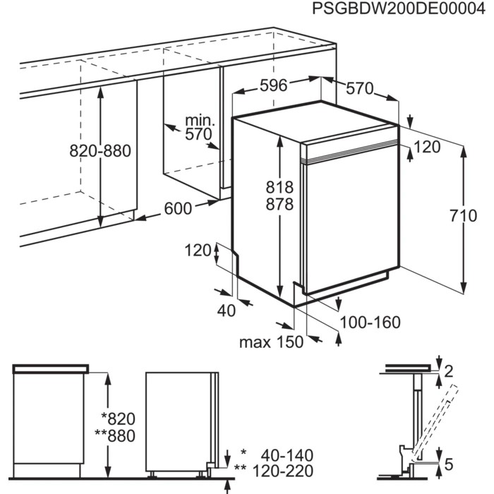 FAURE Lave vaisselle integrable 60 cm 5 programmes AirDry 47dB 13 couverts - FDSN151X3