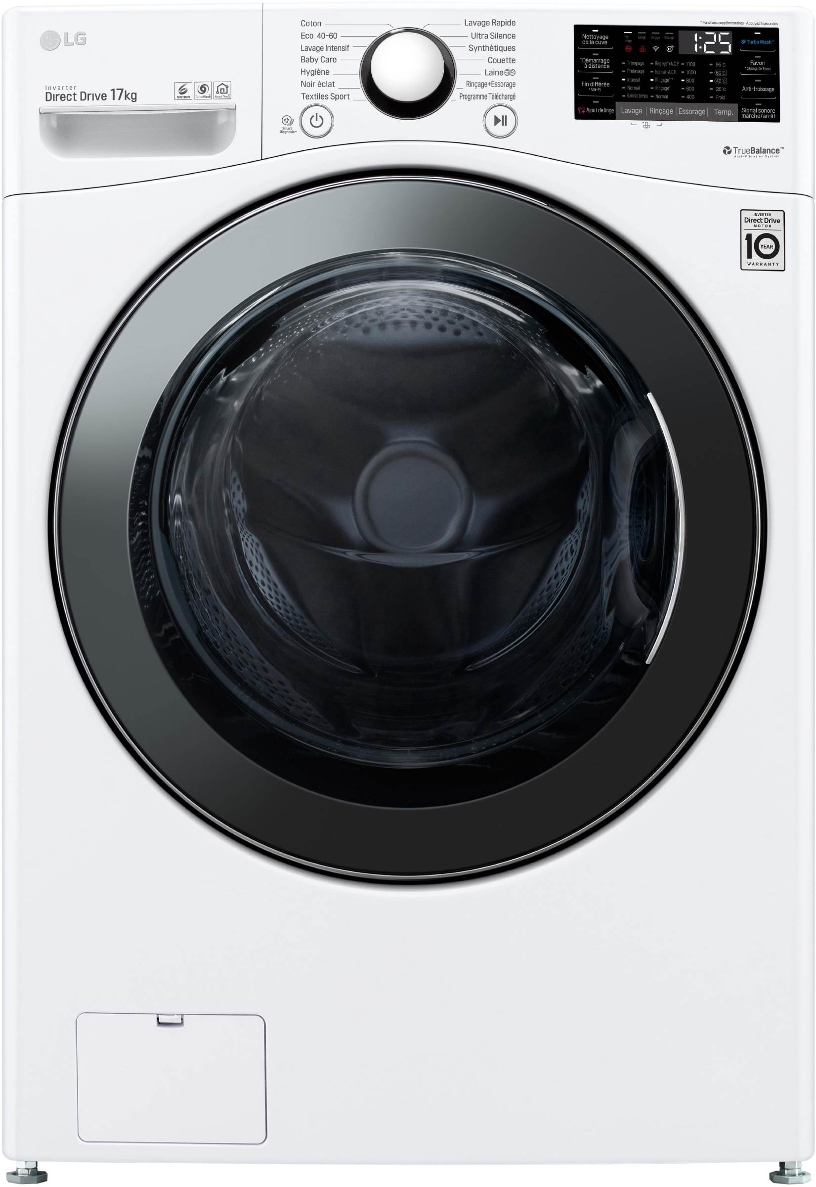 Lave linge Frontal LG , 1100 trs/mn, 17kg, Blanc F71P12WH