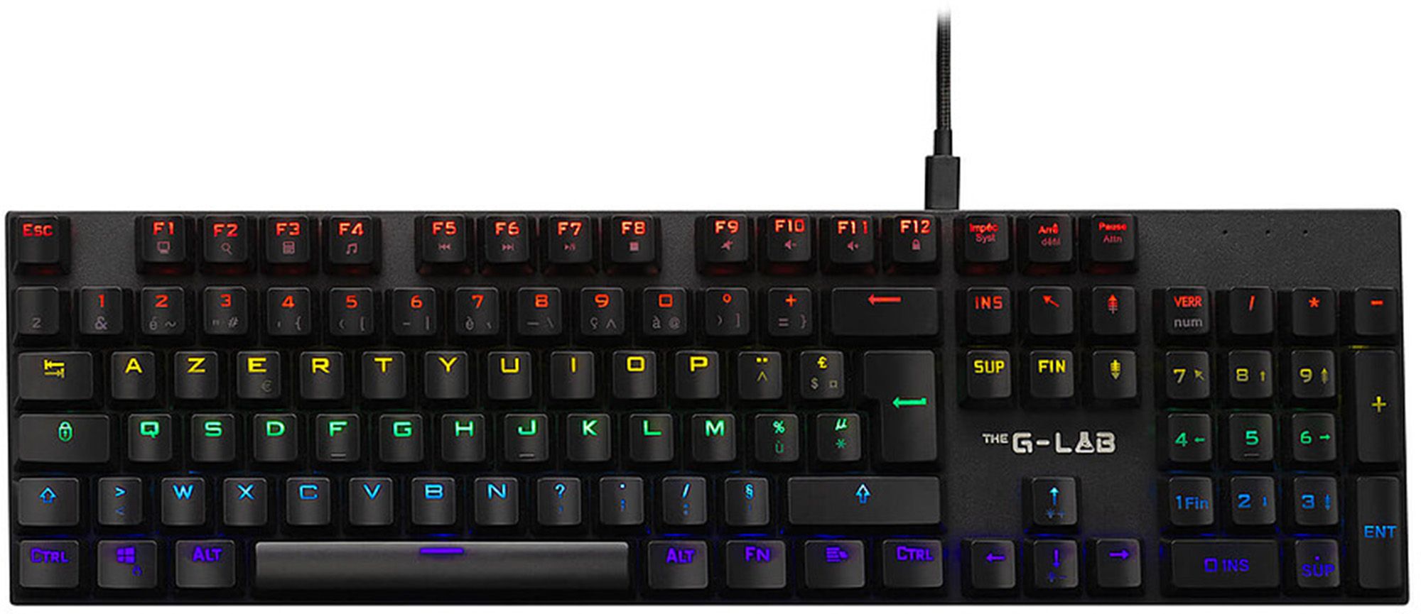 Clavier gamer THE G-LAB Mécanique RGB Repose poignet KEYZ-CARBON-EX/FR