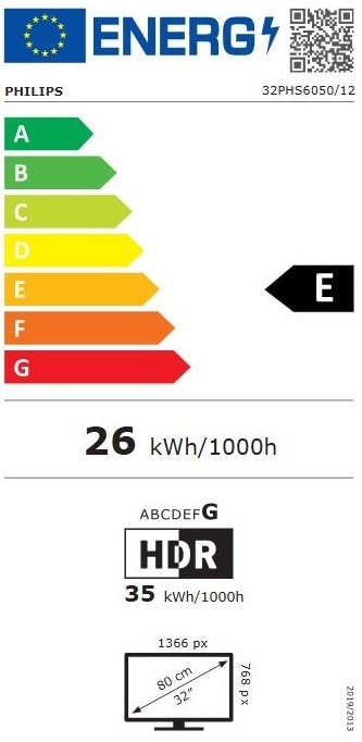 TV LED 80 cm PHILIPS 32'' HDTV 60Hz Noir - 32PHS6050/12