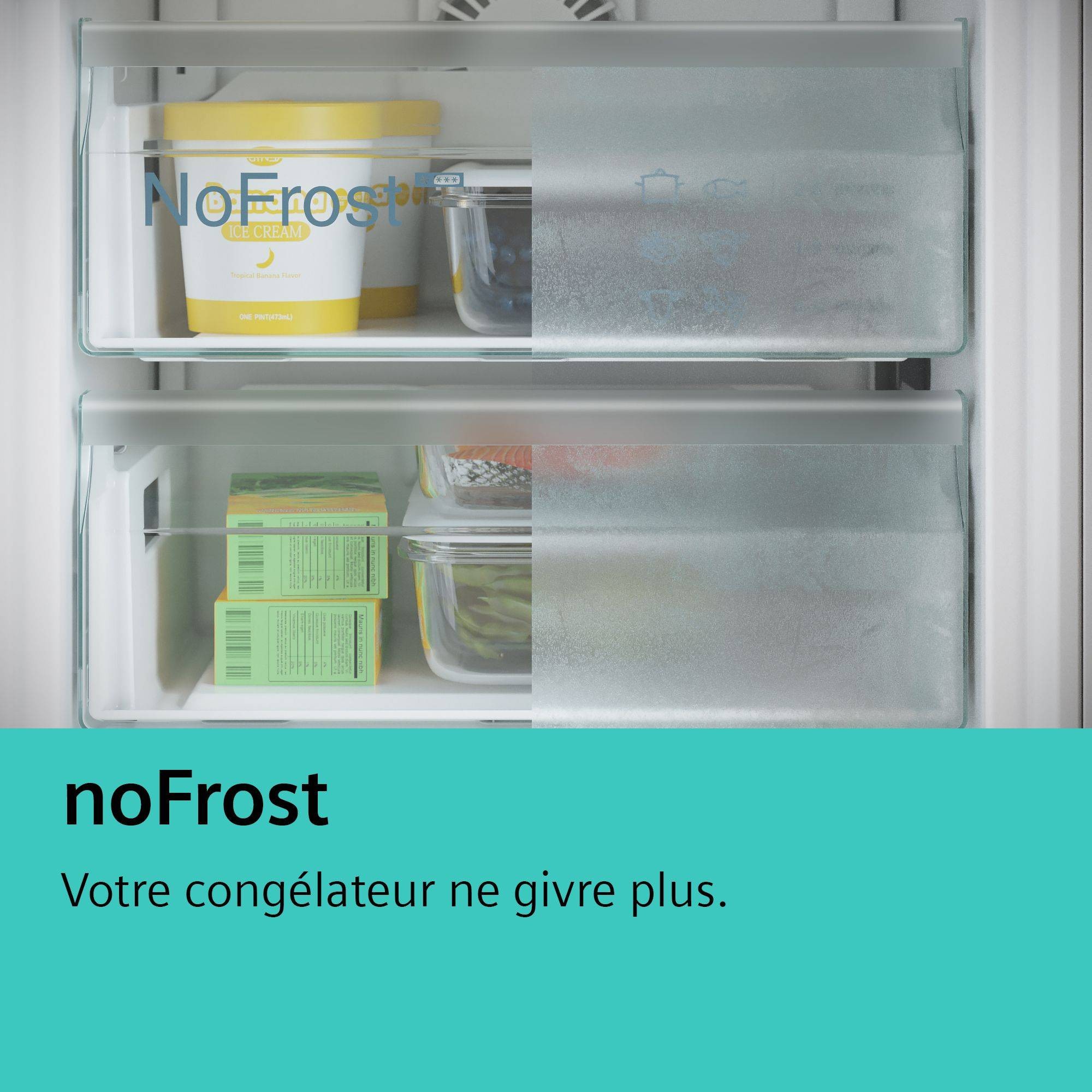 SIEMENS Réfrigérateur congélateur bas IQ300 No Frost 321L Blanc - KG36NXWDF