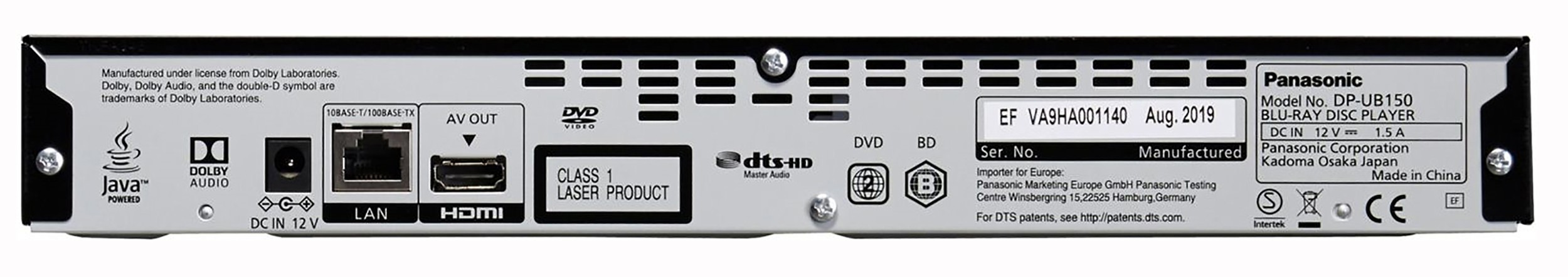 Lecteur Ultra HD 4k Blu-Ray PANASONIC  - DP-UB150EF-K