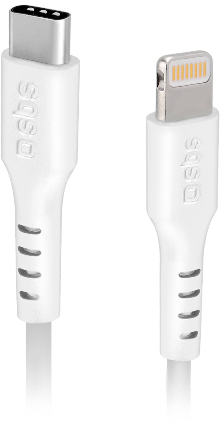 SBS Câble USB  données et recharge Lightning – Type C de 2 mètres de long - CABLELIGHTNING-TYPEC