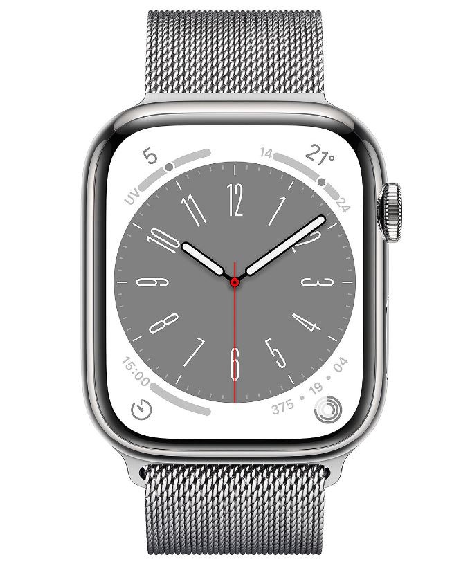 APPLE Montre connectée Watch Série 8 GPS + Cellular 45mm Acier Gris  WATCH8-MNKJ3NF