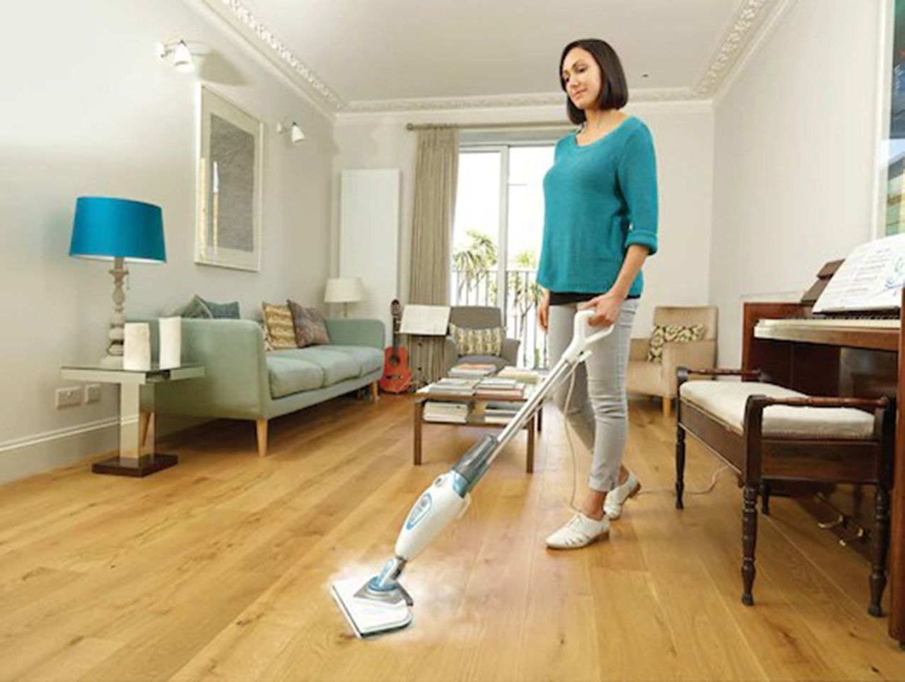 Balai vapeur BLACK & DECKER Patin microfibre Blanc - FSM1616