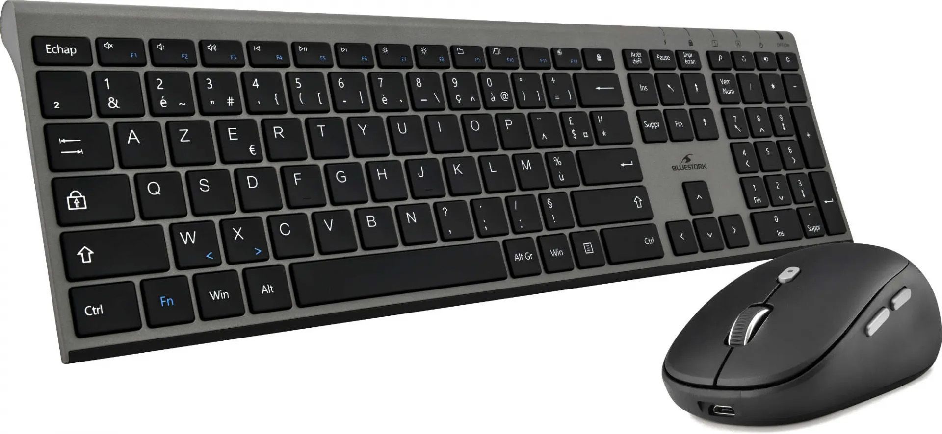 Clavier souris sans fil BLUESTORK AZERTY USB Optique Noir PACK-WL-PC-BK/FR