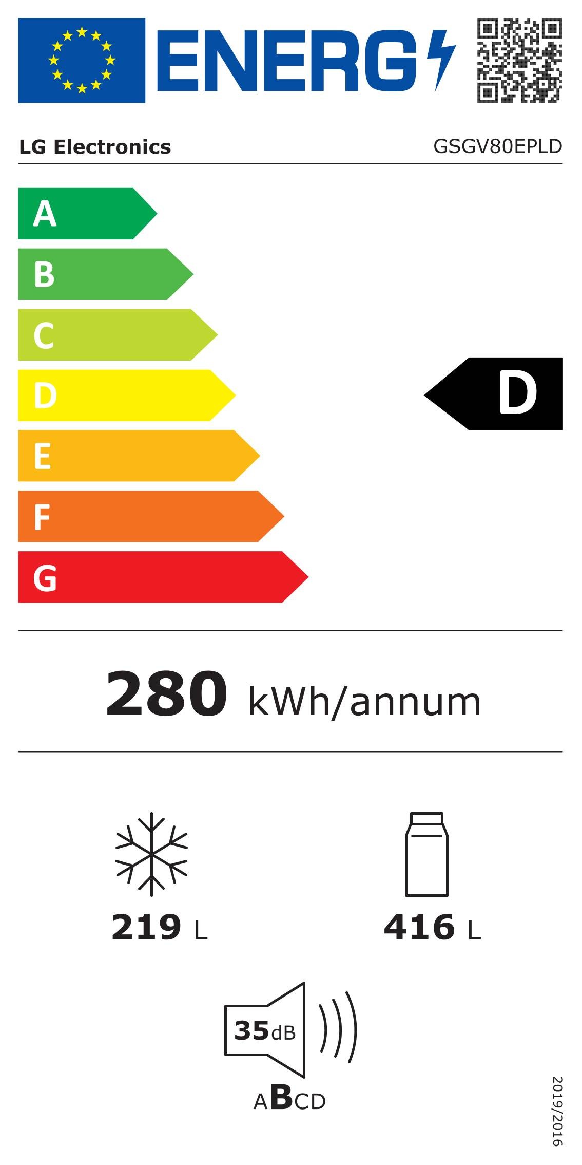 Réfrigérateur américain LG , Instaview, Froid ventilé, 635L, Noir - GSGV80EPLD Réfrigérateur américain LG , Instaview, Froid ventilé, 635L, Noir - GSGV80EPLD