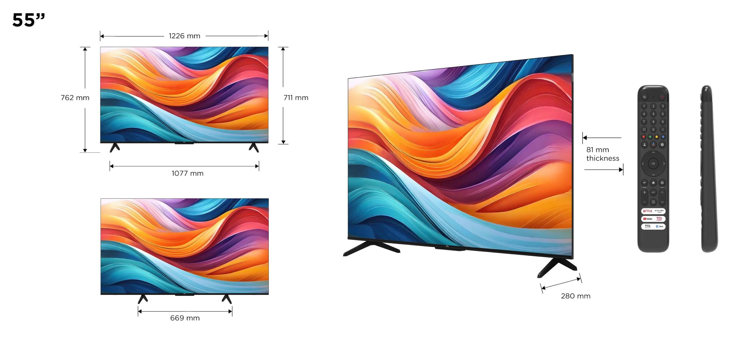TV QLED 4K 139 cm TCL , Google TV, 55" - 55T7B TV QLED 4K 139 cm TCL , Google TV, 55" - 55T7B