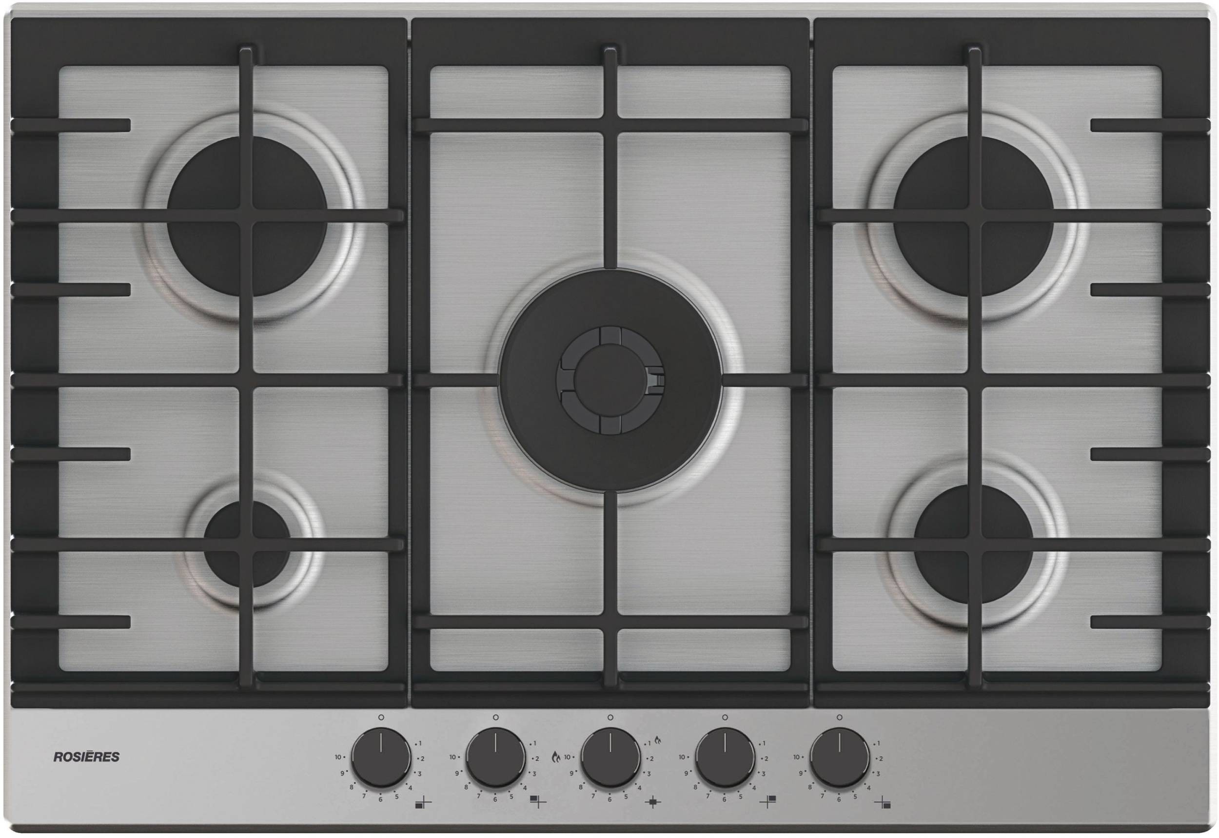 Plaque gaz ROSIERES 5 foyers 75cm Inox RHG75WC5X