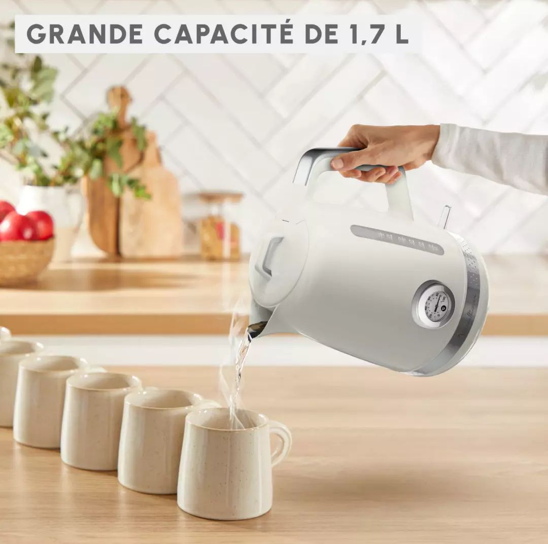 Bouilloire MOULINEX Thermomètre intégré 1,7L 2400W Rise - BY355AE0