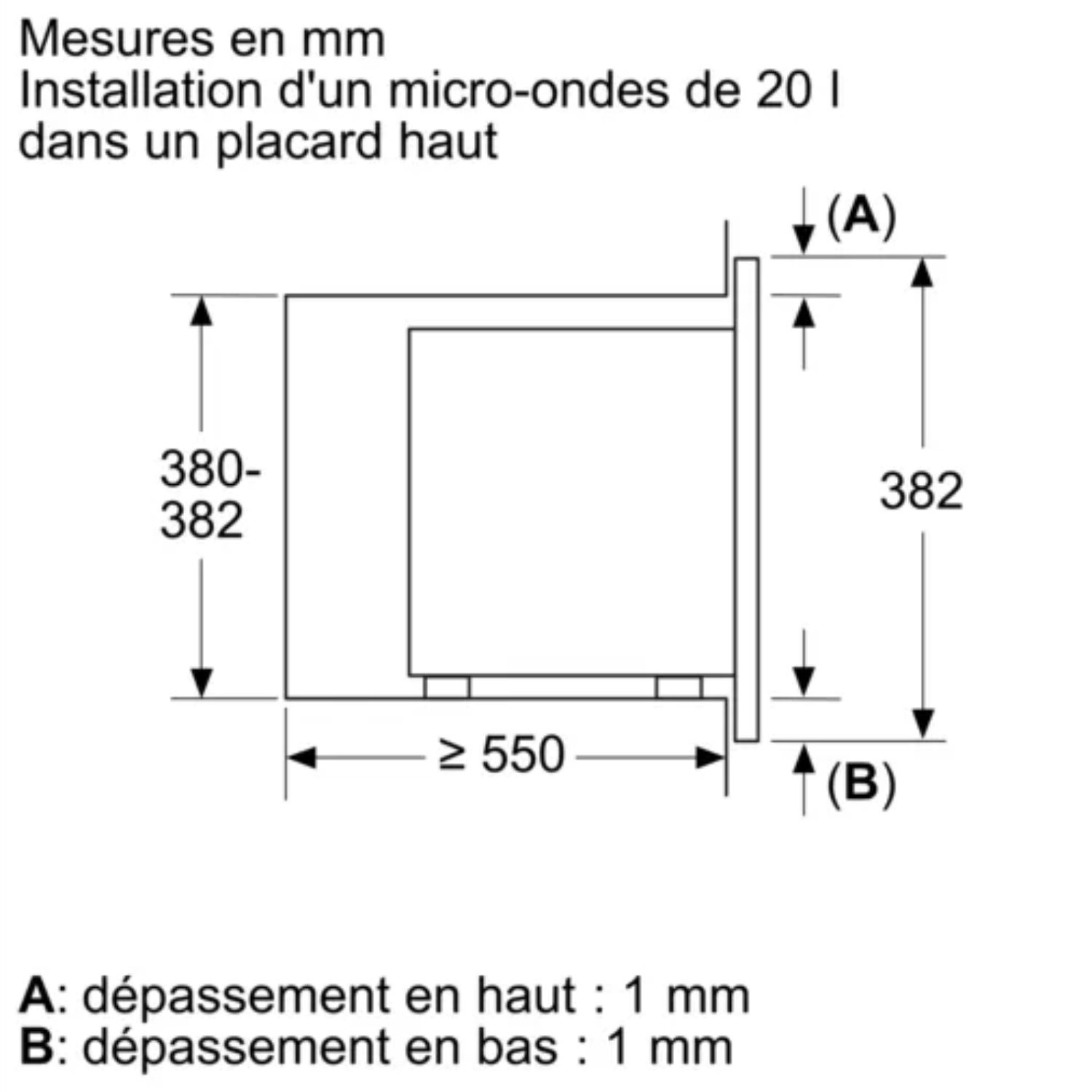 Micro ondes Encastrable BOSCH Série 2 800W 20L Noir - BFL623MB3 Micro ondes Encastrable BOSCH Série 2 800W 20L Noir - BFL623MB3