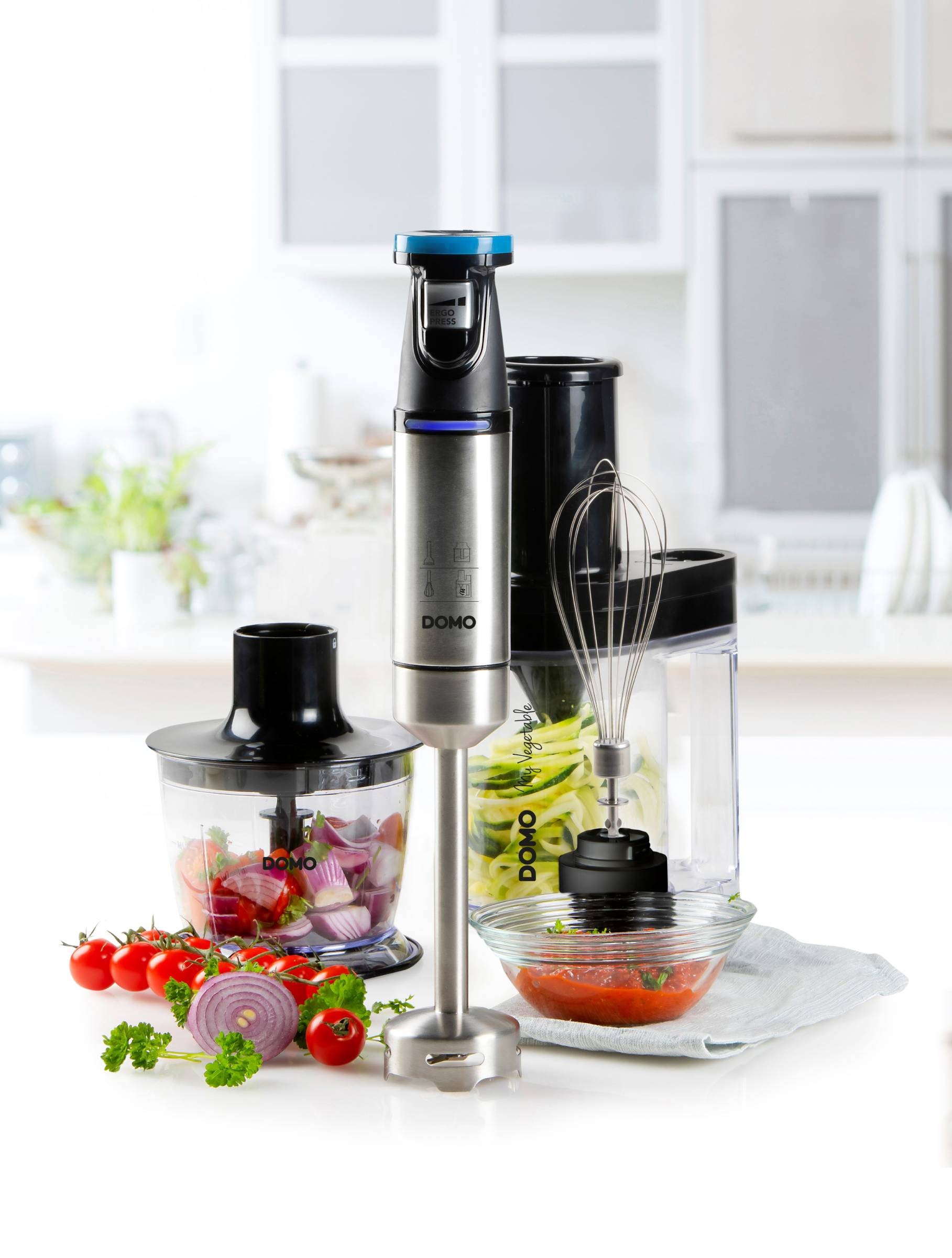 Mixeur DOMO Fouet Hachoir 800W Noir inox - DO9254M