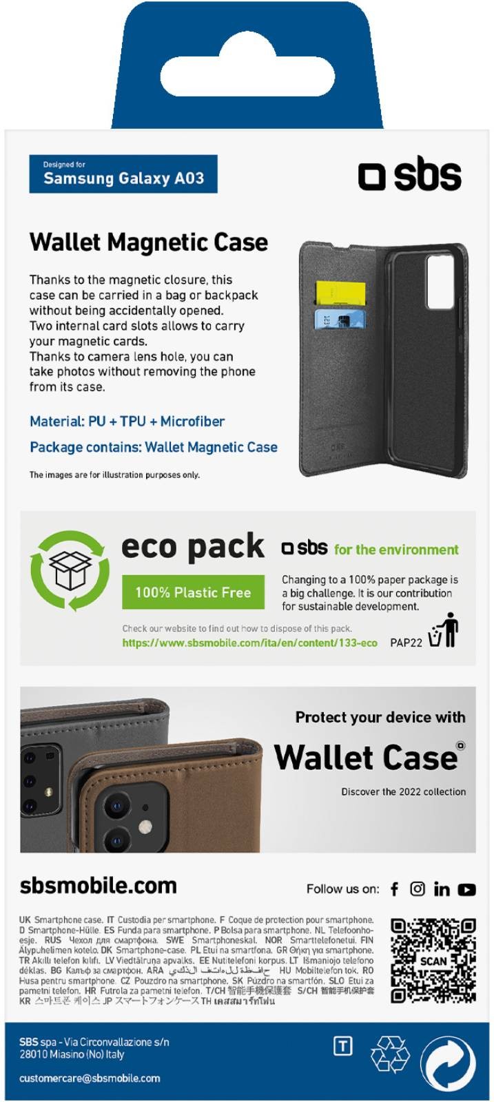 SBS Etui  de protection Wallet Lite pour Samsung Galaxy A03 - ETUI-GALAXYA03