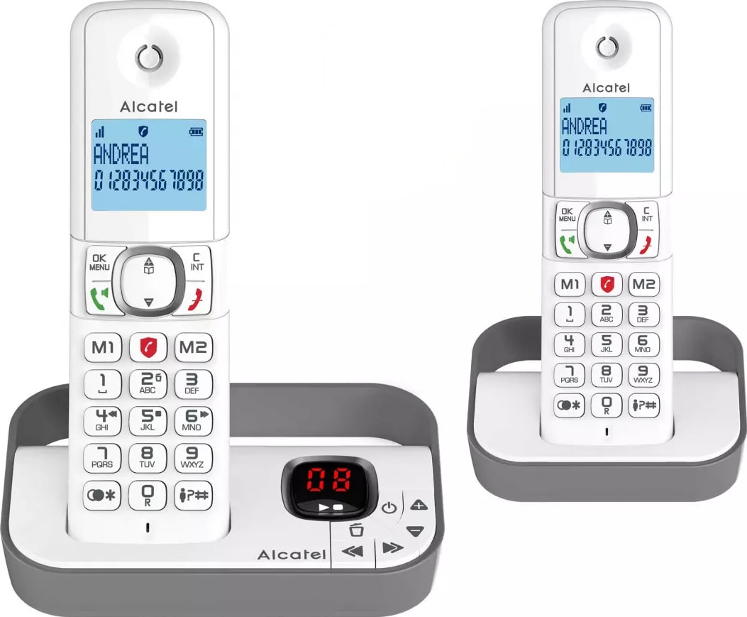 Téléphone sans fil ALCATEL 2 combinés Répondeur 100 contacts Blanc F860VOICEDUOGREY